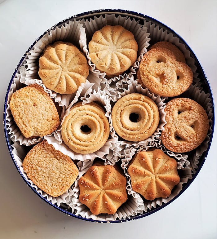 Round Tin Can with Assorted Cookies